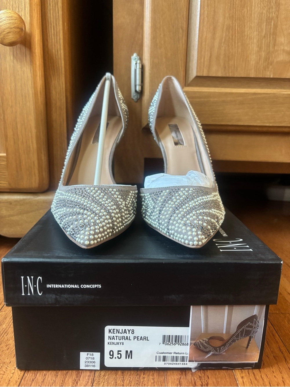 Inc International Concepts Pearl-Embellished Pointed Toe Pumps In Natural Pearl